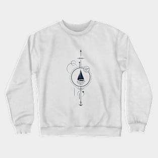 Sailboat And Shell. Geometric, Line Art Style Crewneck Sweatshirt